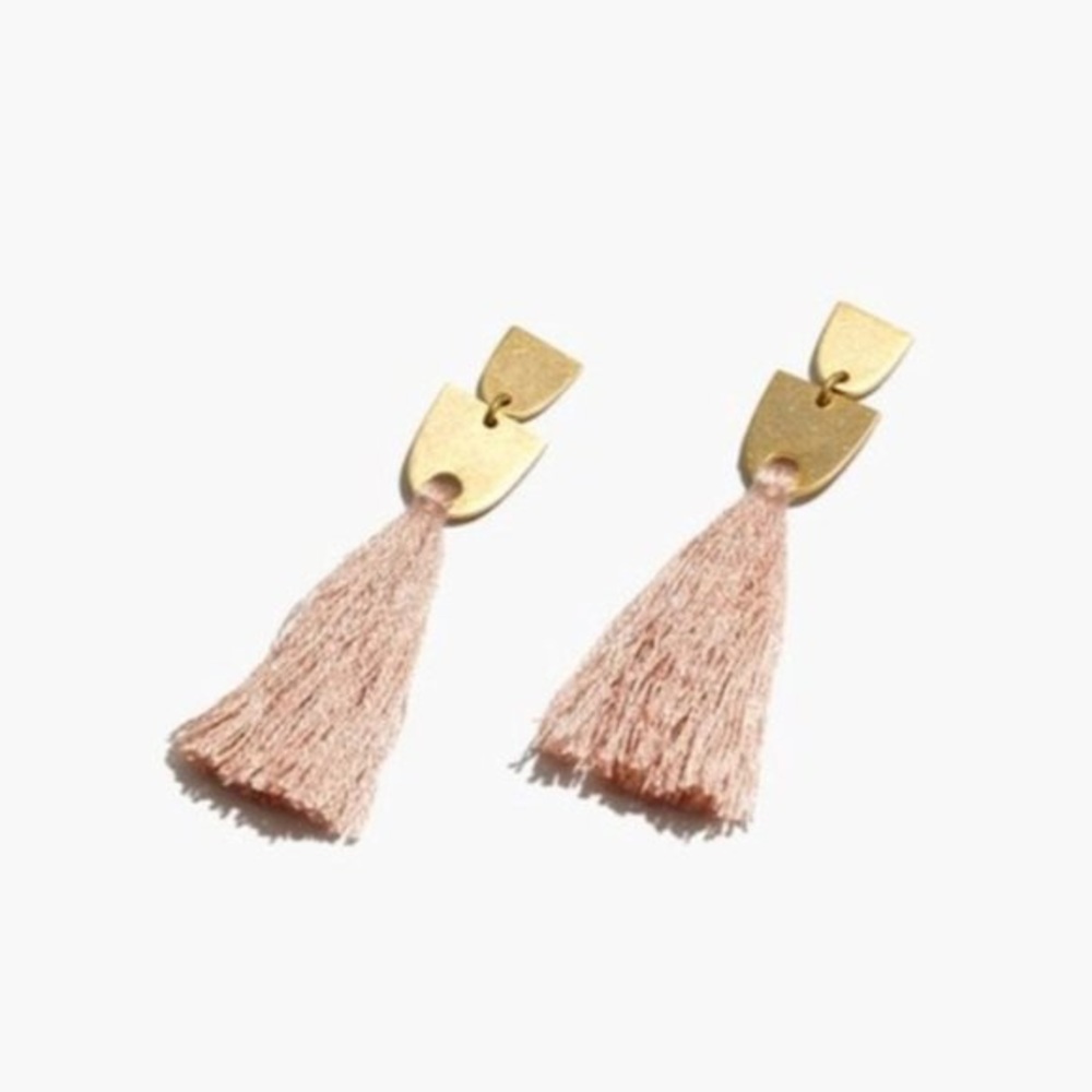 Madewell Brass Pink Tassel Earrings